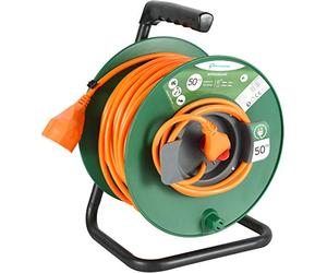 Electraline 49233 enrouleur de câble pour jardin, longueur : 50 m, section universalsteckdose 3 x 15 mm, Multicolore (vert/orange)