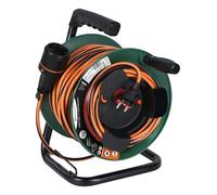 Electraline 49238 Rallonge Prolongateur Jardín avec Enrouleur Platine Fixe 30M 2x1.5mm avec prise européenne Electralock équipée d'un système de verrouillage qui empêche la déconnexione fiche-prise