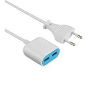 Electraline 500343 Gummy-Line Extension avec 2 ports USB de sortie 2.4A, 1.5 Mt, Blanc/Bleu Couleur