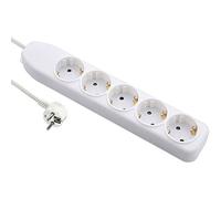 Electraline 51511 Bloc 5 prises câble 3G1 1,5 m Blanc 1,5 m