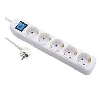 Electraline 52511 Bloc 5 prises avec interrupteur, câble 3G1 1,5 m Blanc 1,5 m