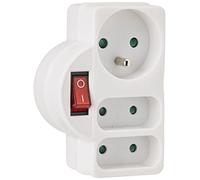 Electraline 531193 Adapteur Fiche Multiprise Triplite avec Interrupteur | 3 Prise (1x16A, 2x6A), Blanc