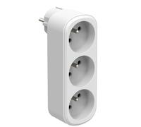 Electraline 531200 Adaptateur Fiche Multiprise Triplite Prima 3 Prises françaises 16A (2P+T), Adaptateur Murale, Blanc