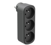 Electraline 531201 Adaptateur Fiche Multiprise Triplite Prima 3 Prises françaises 16A (2P+T), Adaptateur Murale, Noir/Gris