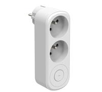 Electraline 531206 Adaptateur Fiche Multiprise Biplite Prima 2 Prises françaises 16A, avec interrupteur ON/OFF, Adaptateur Murale, Blanc