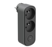 Electraline 531207 Adaptateur Fiche Multiprise Biplite Prima 2 Prises françaises 16A, avec interrupteur ON/OFF, Adaptateur Murale, Noir/Gris