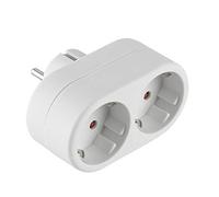 Electraline 55072 Adaptateur 2 prises avant, prise allemande, multiprise 2 places Schuko, blanc