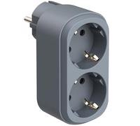 Electraline 55098 Adaptateur Double Prima 2 Prises 16 A (2P+E) Schuko Avant, multiprise 2 Prises Schuko, Bleu