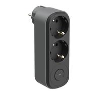 Electraline 55106 Adaptateur Double Prima 2 Prises 16 A (2P+E) Schuko Avant, avec Interrupteur on/Off, multiprise 2 Prises Schuko, Noir/Gris