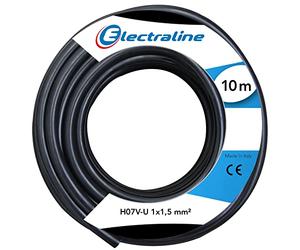 Electraline 60101015D Couronne de Câble H07 V-U 1X1, 5 10M, Noir