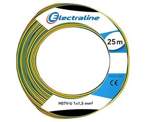 Electraline 60101018C Couronne de Câble H07 V-U 1X1, 5 25M, Vert/Jaune