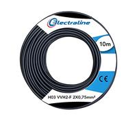 Electraline 60113025D Couronne de Câble H03 VVH2-F 2X0,75 10M, Noir