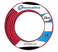 Electraline 60137018D Couronne de Câble Hi-FI 2X0,5 25M, Rouge/Noir