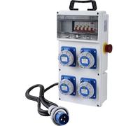 Electraline 60425 Coffret de Chantier avec 4 prises CEE 2P+T IP67, fiche CEE 2P+T, câble 3G2.5 H07RN-F de 1,7 m, avec interrupteur différentiel RCD 30 mA et 4 disjoncteurs MCB