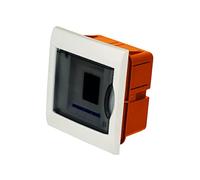Electraline 60439 Coffret Encastrable avec Porte, 4 Modules, Jaune/Blanc