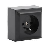 Electraline 60486 Prise française (2P+T) 16A, Noir, Prise Electrique Murale avec Terre, Prêt à Installer