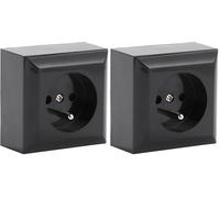 Electraline 60486 Prise française (2P+T) 16A, Noir, Prise Electrique Murale avec Terre, Prêt à Installer (Lot de 2)