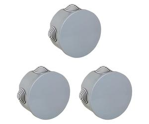 Electraline 60551, Boite dérivation ronde avec Embouts A Gradins, Diamètre 80 mm, IP44, Gris (Lot de 3)