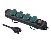 Electraline 61285 30920 Bloc Multiprises Étanche Professionnel avec Enrouleur, 4 Prises 16A, Câble en Caoutchouc 1.8 M, H07RN-F 3G1,5 mm², IP44, Noir/Vert