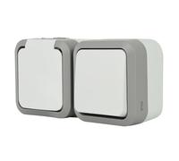 Electraline 615907 Hypro 1 Prise Française (2P+T) 16A + Interrupteur va e vient Outdoor IP55