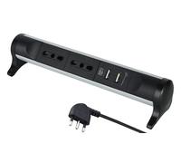 Electraline 61914 Multiprise Bureau Alu-Line Design 2 Places 10/16A + Ing7 Noir