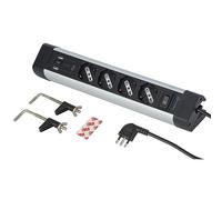 Electraline 61918 Bloc Multiprise Bureau 4 Places Multiple Schuko + 10/16A avec 3 USB (2 USB A 3.0A + 1 USB C 20W Power Delivery) Câble H05VV-F 3G.1 Longueur 2m,