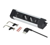 Electraline 61921 Multiprise Bureau 2 Places Polyvalente, Schuko + 10/16A, Noir