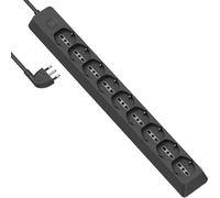 Electraline 61924 Multiprise 9 Places polyvalentes P40 (Schuko + 10/16A) de Grande robustesse, câble 2 mètres, avec système d'enveloppes de câble intégré, fiche 90° Gain de Place, 16A