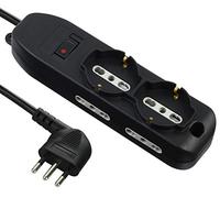Electraline 61995 Multiprise 6 Places, 2 Polyvalents, 4 bi-valents 10/16 A, câble 2 m, Petite fiche 10 A, Noir