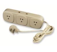 Electraline 62021 multiprise 3 Prises téléphonique Italienne pour 3 Broches, 2 connecteurs rJ11 Prises avec câble 1,5, m Beige