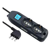 Electraline 62050 Multiprise 6 places 2 Schuko et 4 bivalentes 10/16A, câble HO5 VV-F, fiche 16A, noir, 3 M