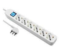 Electraline Multiprise 62074 – 6 prises Schuko (10/16 A) avec interrupteur, cordon 1,5 m, blanc