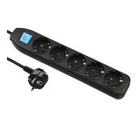 Electraline 62267 Multiprise 5 Prises avec Interrupteur, câble 1,5 m, Noir