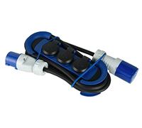 Electraline 62574 Bloc Multiprise Outdoor avec Fiche CEE,3 Prises Schuko + 1 CEE IP44,accrochable avec 2 crochets + serre-câbles élastiques,Câble H07RN-F 3G2.5 Longueur 3M adapté camping, caravane