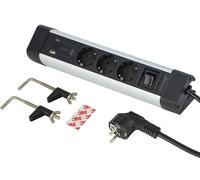 Electraline 62581 Multiple Base de Bureau 3 Prises + 3 USB (2 USB A 3.0A + 1 USB C PD 20W Power Delivery) Câble H05VV-F 3G.1, 2M, Protection Contre Les surtensions