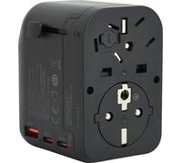 Electraline 70012 Adaptateur de voyage universel d'Europe (prise de type C, E, F) vers le monde (prise de type B, G, I, F, E) avec 3 ports USB (2 USB-C PD20W et 1 USB A)