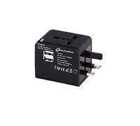 Electraline 70015 Adaptateur de Voyage et Chargeur USB Quick Charge-adapté pour Prises africaines européennes américaines Australiennes pour Les Vacances à Travers Le Monde, Noir