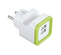 Electraline 70072 mini 2 ports USB 2.4A Chargeur Adaptateur Secteur USB Mural Universel avec Base de Chargeur Dock Chargement - vert