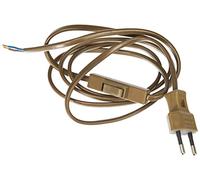 Electraline 70528 Cordon avec Interrupteur et Prise européenne, Longueur 1,5 m, doré, Or