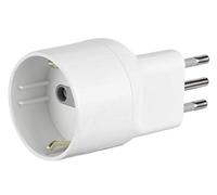 Electraline 71020 Adaptateur de Schuko à petite fiche italienne 10 A, blanc, avec fiche dénudée