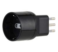 Electraline 71024 Adaptateur de gain de place de Schuko à petite prise italienne 10 A, noir, lot de 1