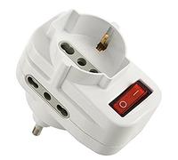 Electraline 71033 Adaptateur Bloc multiprise 3 Prises avec Interrupteur, fiche orientables, Blanc, 71033