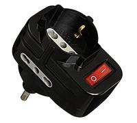 Electraline 71033 Adaptateur Bloc multiprise 3 Prises avec Interrupteur, fiche orientables, Noir, 70068