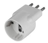 Electraline 71064 Adaptateur avec prise désassée, gain de place de Schuko à fiche grande italienne 16 A, blanc, lot de 1