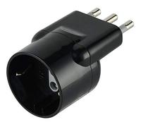 Electraline 71069, Adaptateur décentrée pour économiser de l'espace de Schuko à fiche Grande Italienne 16 A, Noir, Confezione da 1