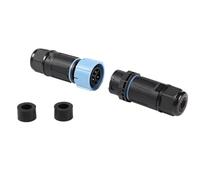 Electraline 71734 Connecteur étanche 3 broches, 2 voies, Prise et fiche, Avec système autobloquant, Idéal pour les jardins et les espaces extérieurs, Pour câbles externes IP68