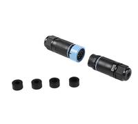 Electraline 71739 Connecteur étanche 5 broches, 2 voies, Avec prise et fiche, Doté d'un système autobloquant, Idéal pour les jardins et les espaces extérieurs, Pour câbles extérieurs IP68