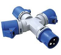 Electraline 80800 Adaptateur multiprise 3 Prises Couvercle fiche à 3 pôles Industriel IEC Convient pour Camping-Car, Camping, Caravane, Bateau, Chantier