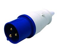Electraline 80803 Fiche mâle industrielle, IEC, 16A, 2P+T, 220V, IP44, Bleu