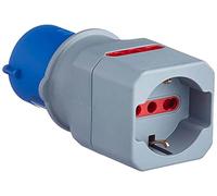 Electraline 80864 Adaptateur industriel CEE à Schuko 2 prises 10/16A italiennes, bleu